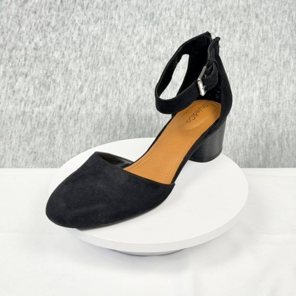 Style & Co Alinaa Two Piece Black Faux Suede Block Heel Pumps Womens 8M ALINAAF